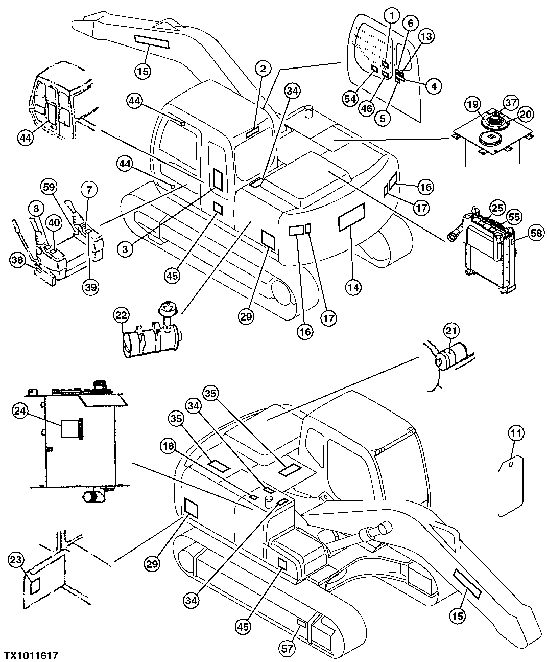 Схема запчастей John Deere 20C - 80 - LABELS AND DECALS (ENGLISH) 1322 DECALS AND TRADEMARKS