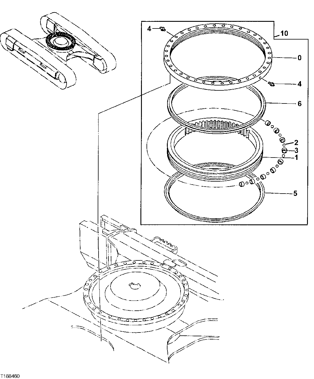 Схема запчастей John Deere 20C - 105 - Swing Bearing Components 1740 FRAME INSTALLATION