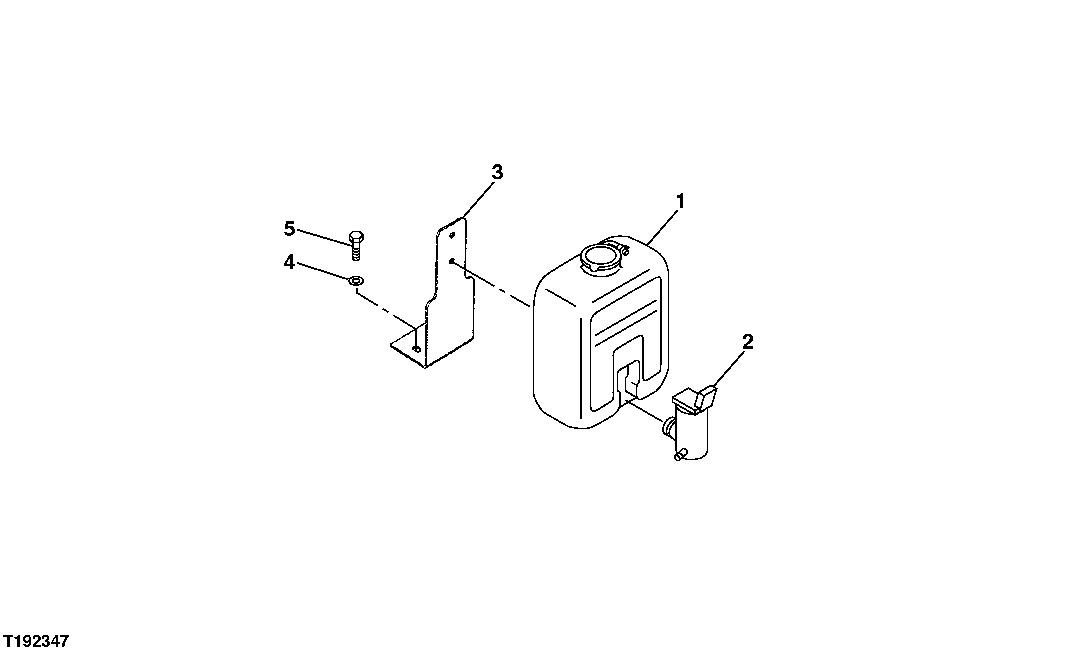 Схема запчастей John Deere 20C - 121 - WINDSHIELD WASHER RESERVOIR, PUMP, AND MOUNTING BRACKET 1810 OPERATOR ENCLOSURE