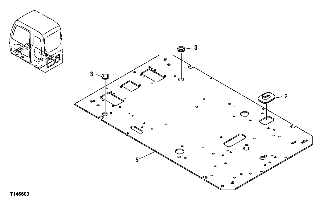 Схема запчастей John Deere 20C - 123 - CAB FLOOR PLATFORM 1810 OPERATOR ENCLOSURE