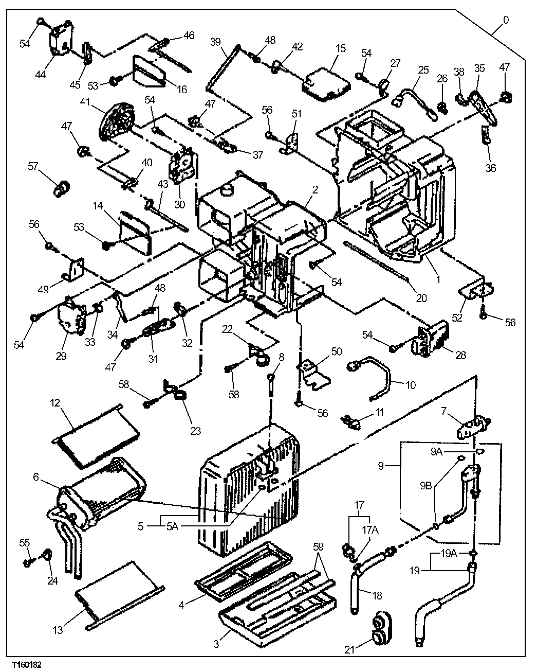 Схема запчастей John Deere 20C - 131 - HEATER AND AIR CONDITIONER UNIT COMPONENTS 1830 HEATING AND AIR CONDITIONING