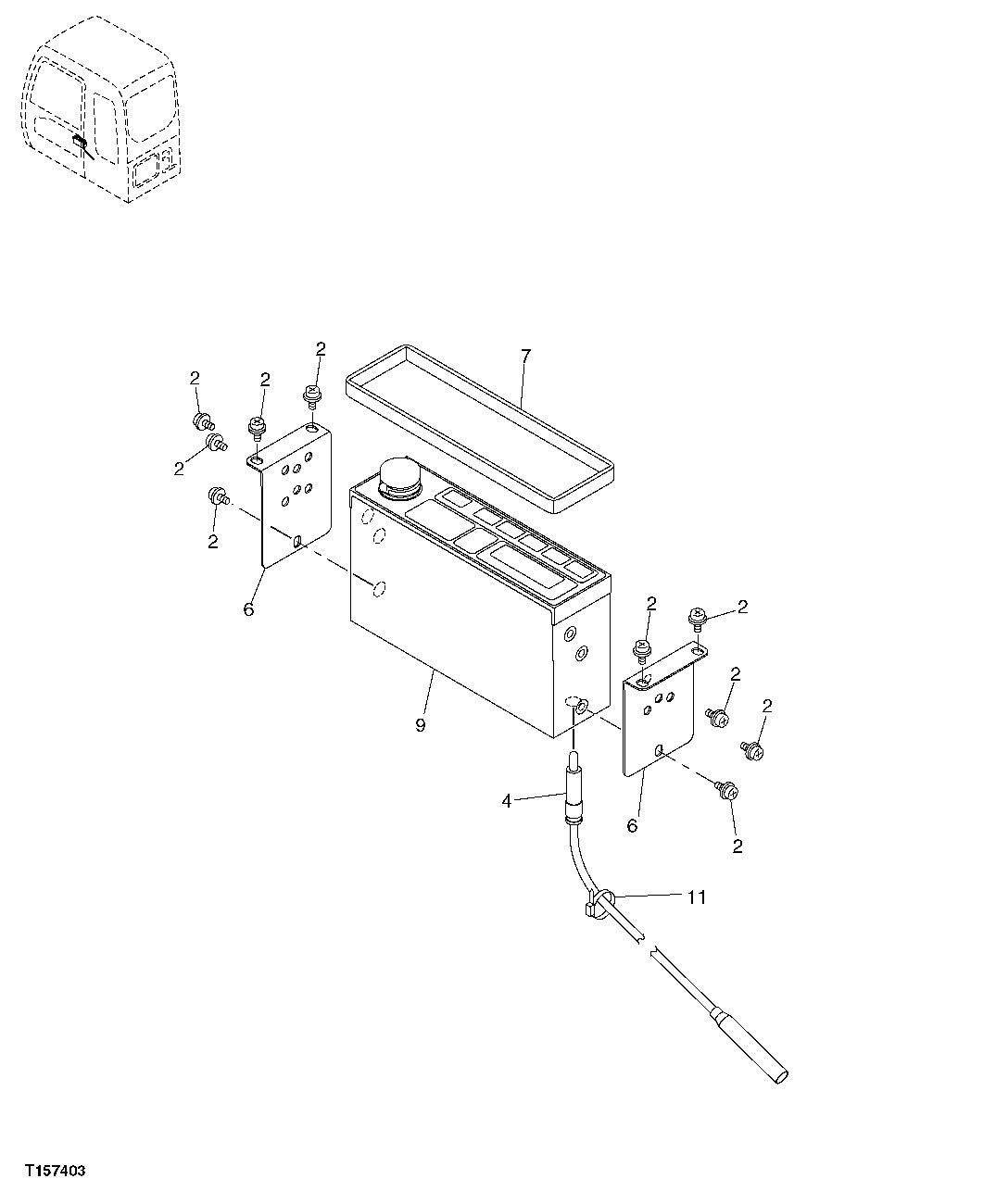 Схема запчастей John Deere 20C - 150 - RADIO, WIRING HARNESS AND MOUNTING BRACKETS 2001 RADIO