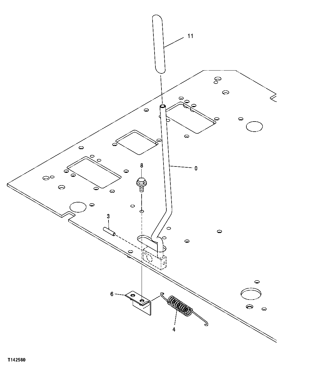 Схема запчастей John Deere 20C - 180 - PILOT SHUT-OFF LEVER AND MOUNTING BRACKET 3315 CONTROLS LINKAGE