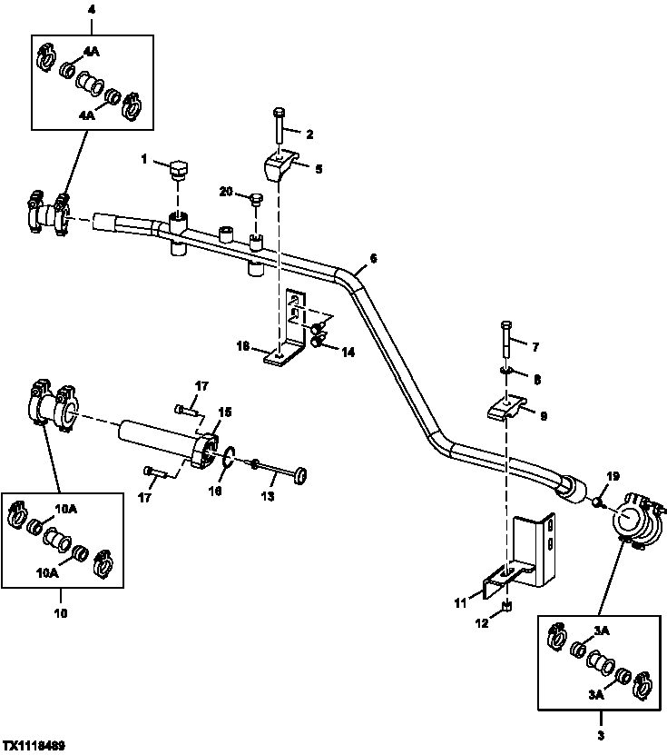 Схема запчастей John Deere 20C - 226 - RETURN LINES (CONTROL VALVE AND OIL COOLER TO OIL TANK) 3363 LINES, HOSES & FITTINGS