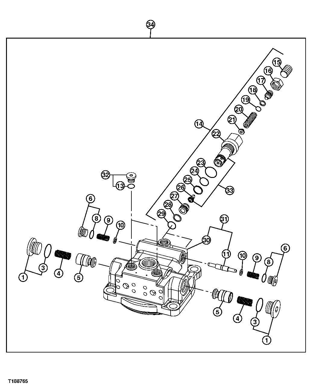 Схема запчастей John Deere 20C - 275 - SWING MOTOR BRAKE VALVE COMPONENTS 4360 HYDRAULICS