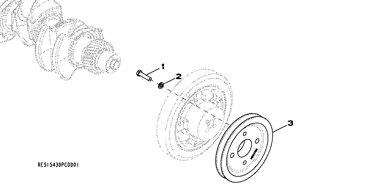 Схема запчастей John Deere 70CLC - 51 - 4106 FRONT AUXILIARY DRIVE PULLEY 0400A 270C LC EXCAVATOR 6068HT055-RE507964 6068HT055