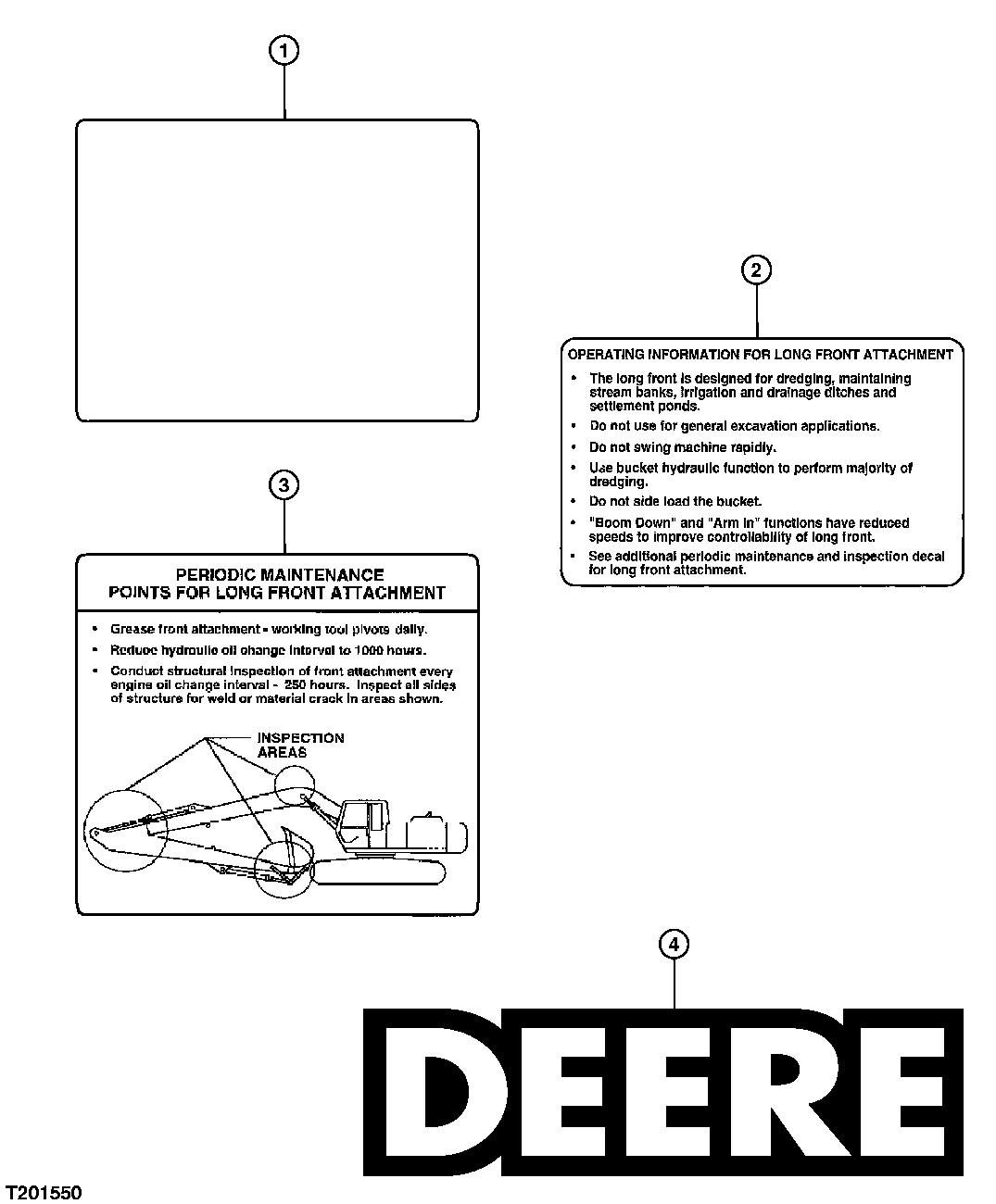 Схема запчастей John Deere 70CLC - 160 - LABELS, SUPER LONG FRONT 1322 DECALS AND TRADEMARKS