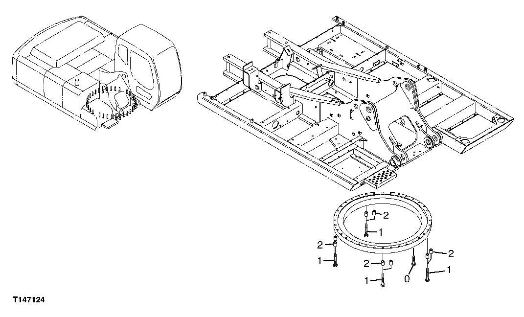 Схема запчастей John Deere 70CLC - 181 - SWING BEARING SUPPORT 1740 FRAME INSTALLATION