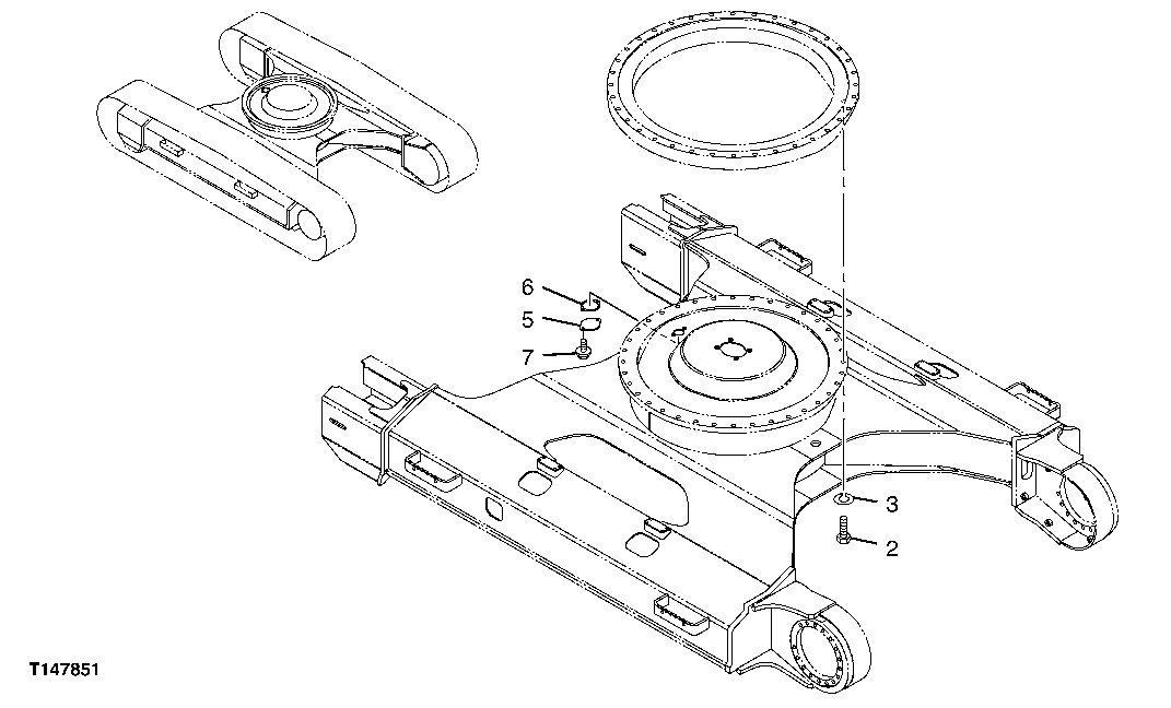 Схема запчастей John Deere 70CLC - 185 - SWING BEARING AUXILIARY 1740 FRAME INSTALLATION