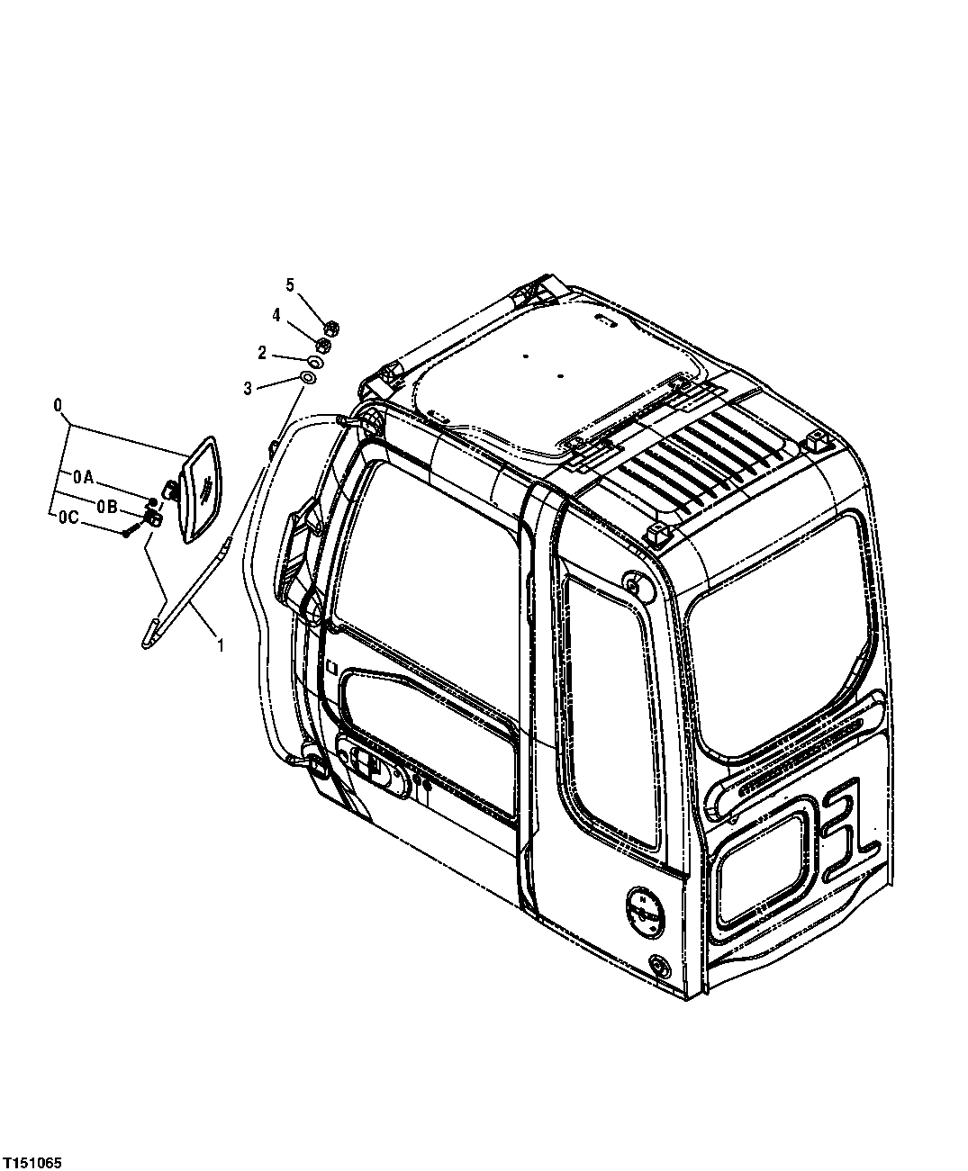 Схема запчастей John Deere 70CLC - 236 - LEFT REAR VIEW MIRROR(UNITES BUILT BEFORE JUNE 2006) 2002 MIRROR