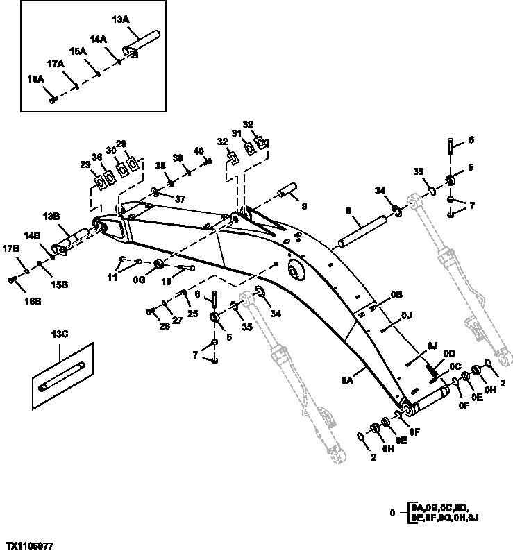 Схема запчастей John Deere 70CLC - 281 - BOOM 3344 BOOM