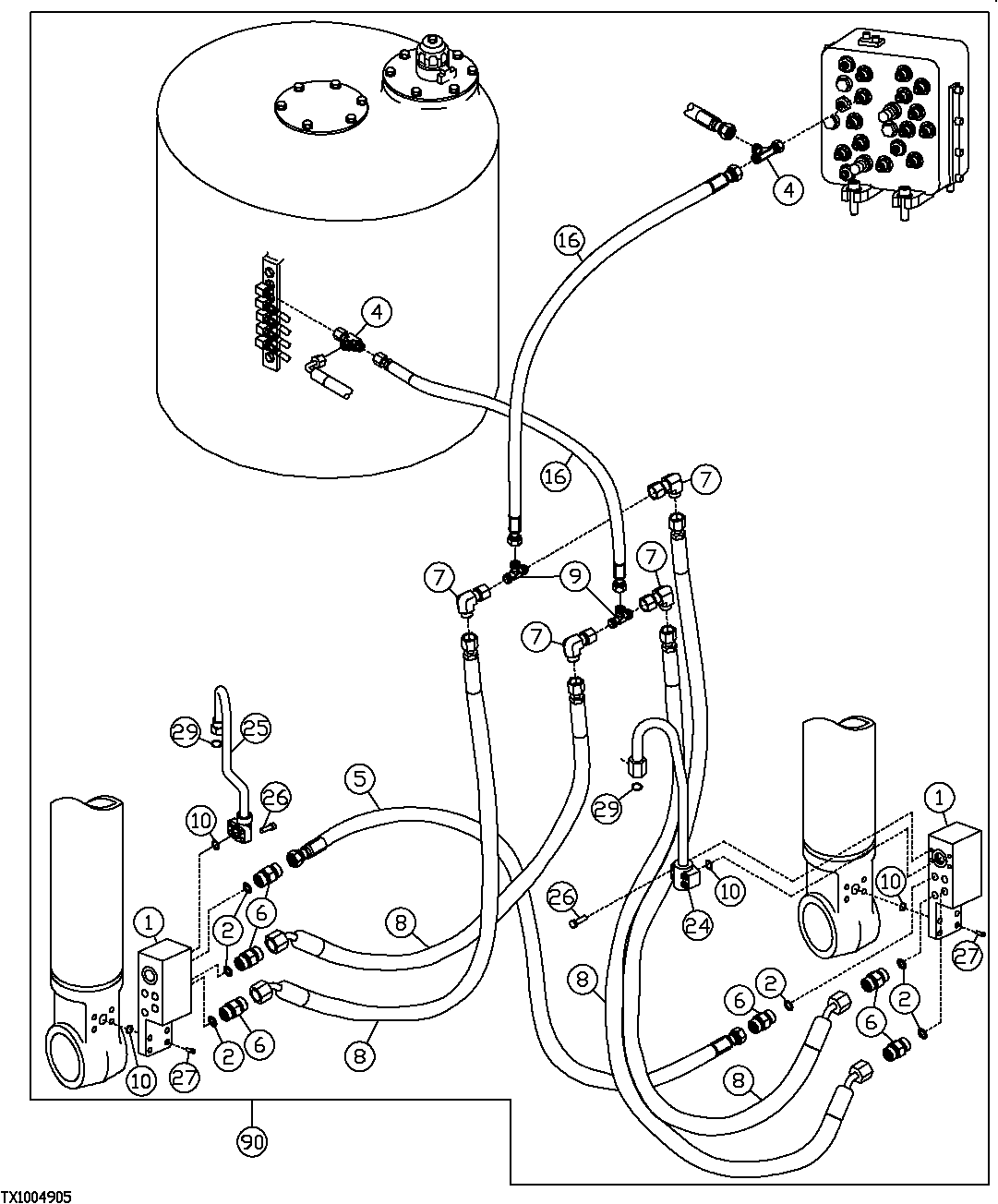 Схема запчастей John Deere 70CLC - 302 - BOOM REDUCED LEAKAGE VALVE 3360 HYDRAULIC SYSTEM