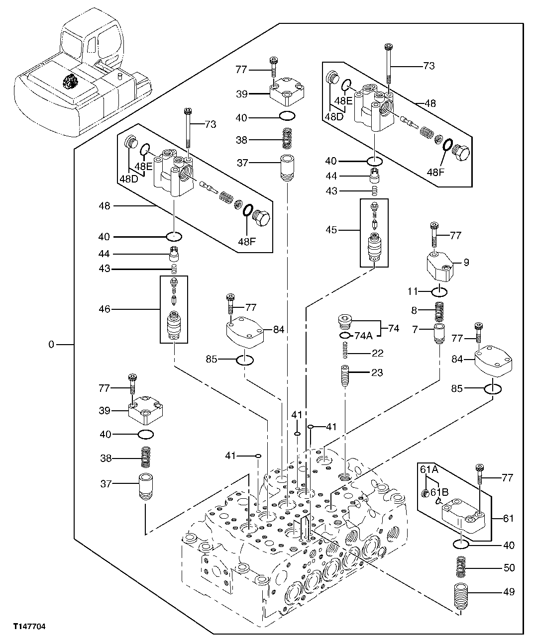 Схема запчастей John Deere 70CLC - 317 - CONTROL VALVE 3362 Control & Load Holding Valves