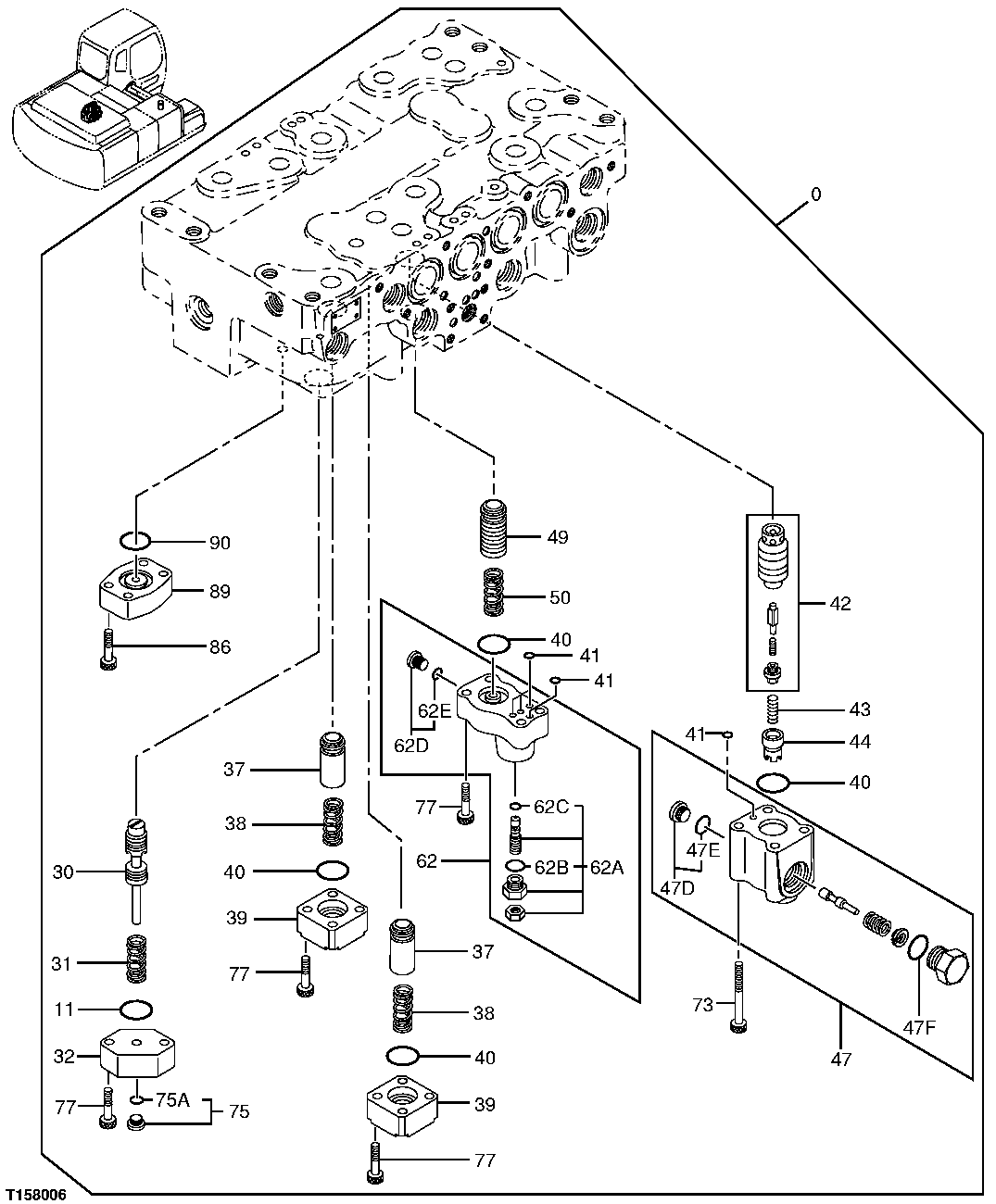 Схема запчастей John Deere 70CLC - 318 - CONTROL VALVE 3362 Control & Load Holding Valves