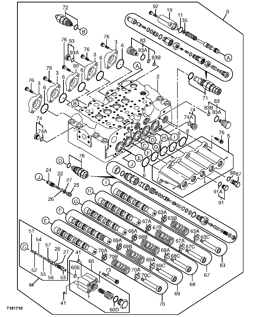 Схема запчастей John Deere 70CLC - 319 - CONTROL VALVE 3362 Control & Load Holding Valves