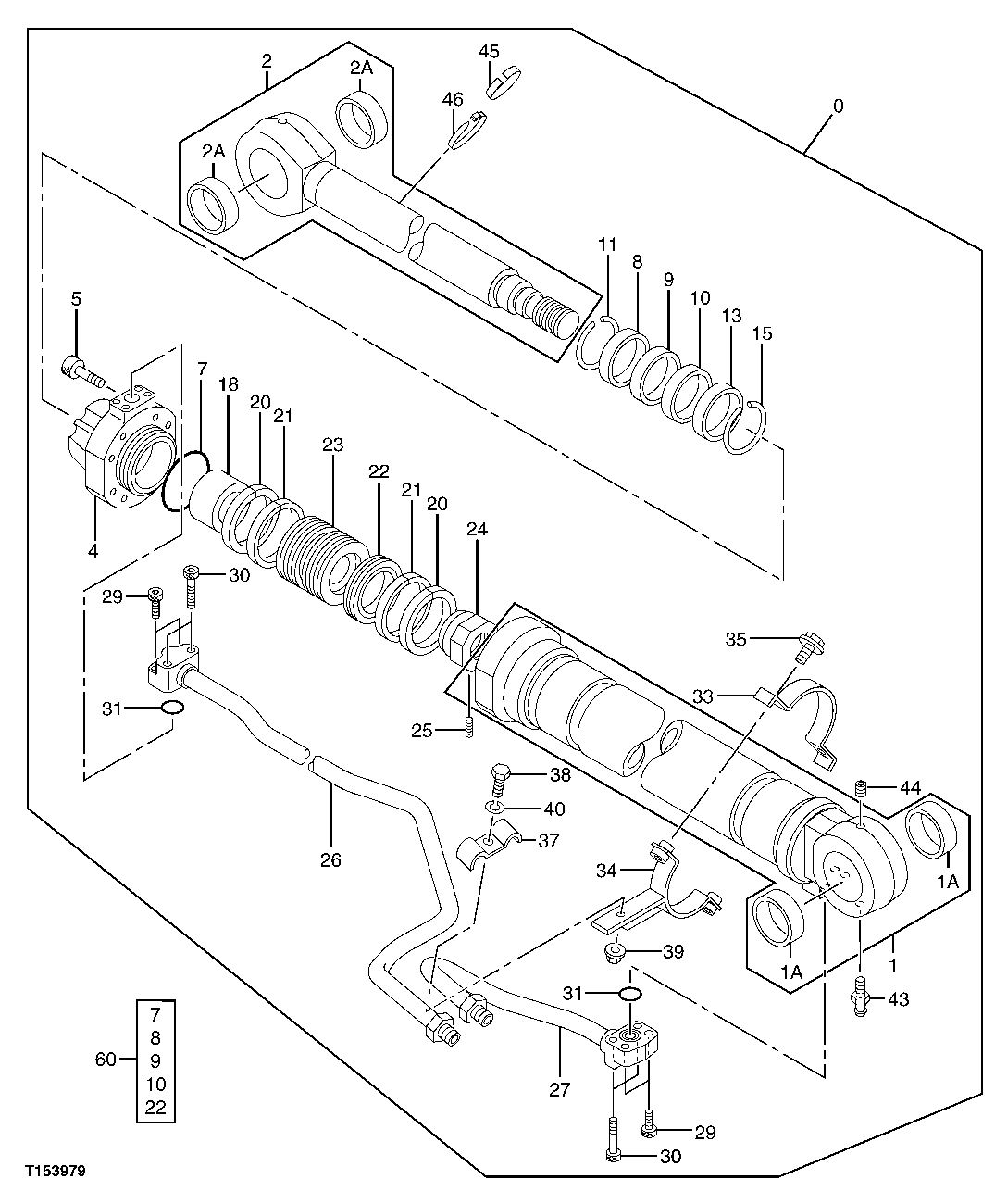Схема запчастей John Deere 70CLC - 371 - RIGHT BOOM CYLINDER (UNITS BUILT BEFORE AUGUST 2004) 3365 Hydraulic Cylinders
