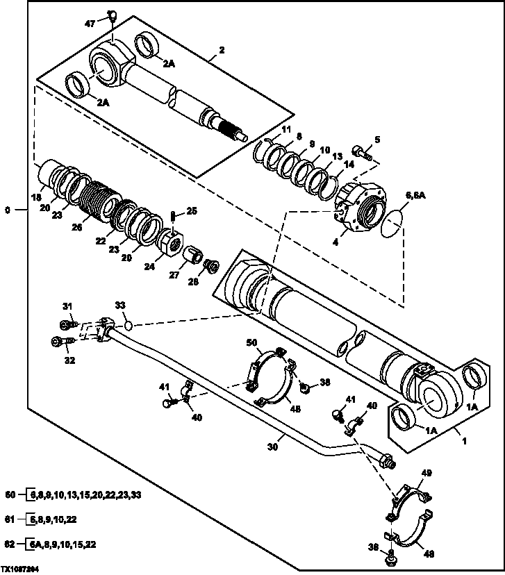 Схема запчастей John Deere 70CLC - 375 - Arm Cylinder, Units Built Before August 2004 3365 Hydraulic Cylinders