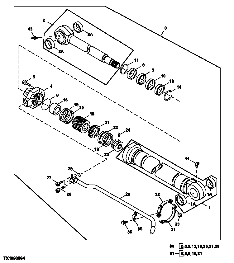 Схема запчастей John Deere 70CLC - 378 - BUCKET CYLINDER (UNITS BUILT BEFORE AUGUST 2004) 3365 Hydraulic Cylinders