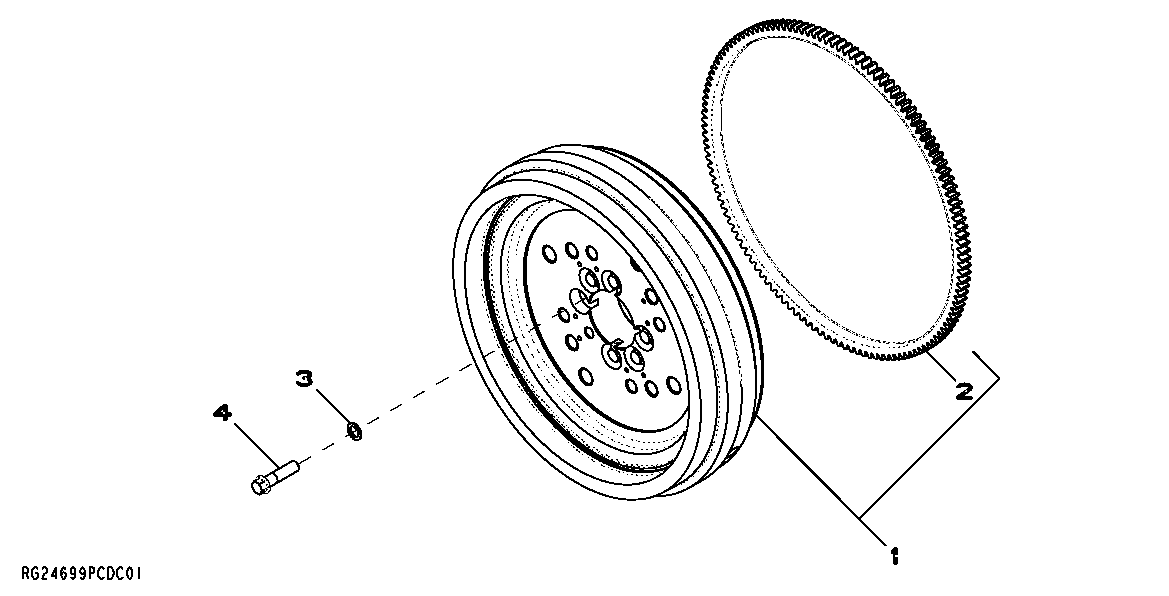 Схема запчастей John Deere 30CLC - 42 - 1543 FLYWHEEL 0400A 6081HT002 6081HT002 6081HT002