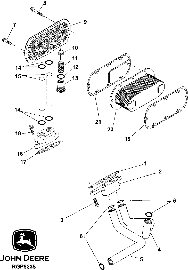 Схема запчастей John Deere 30CLC - 70 - 5912 OIL COOLER (ESN -232463) 0400A 6081HT002 6081HT002 6081HT002