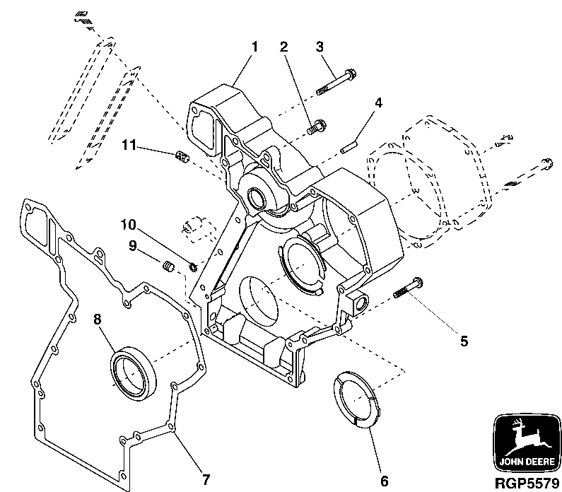 Схема запчастей John Deere 30CLC - 102 - TIMING GEAR COVER 0400B 6081HT008 6081HT008-RE527869 6081HT008