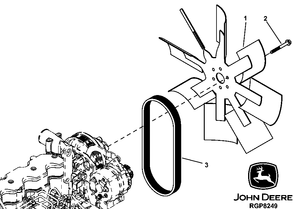 Схема запчастей John Deere 30CLC - 133 - FAN AND FAN BELT 0400B 6081HT008 6081HT008-RE527869 6081HT008