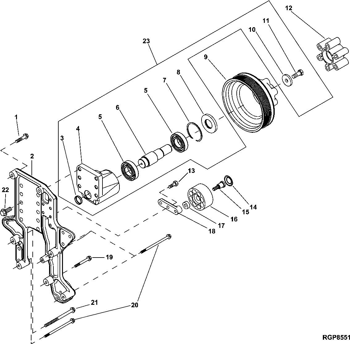 Схема запчастей John Deere 30CLC - 134 - FAN DRIVE 0400B 6081HT008 6081HT008-RE527869 6081HT008