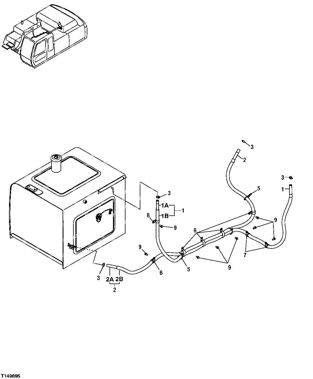 Схема запчастей John Deere 30CLC - 182 - FUEL TANK FUEL LINES 0560 EXTERNAL FUEL SUPPLY SYSTEMS