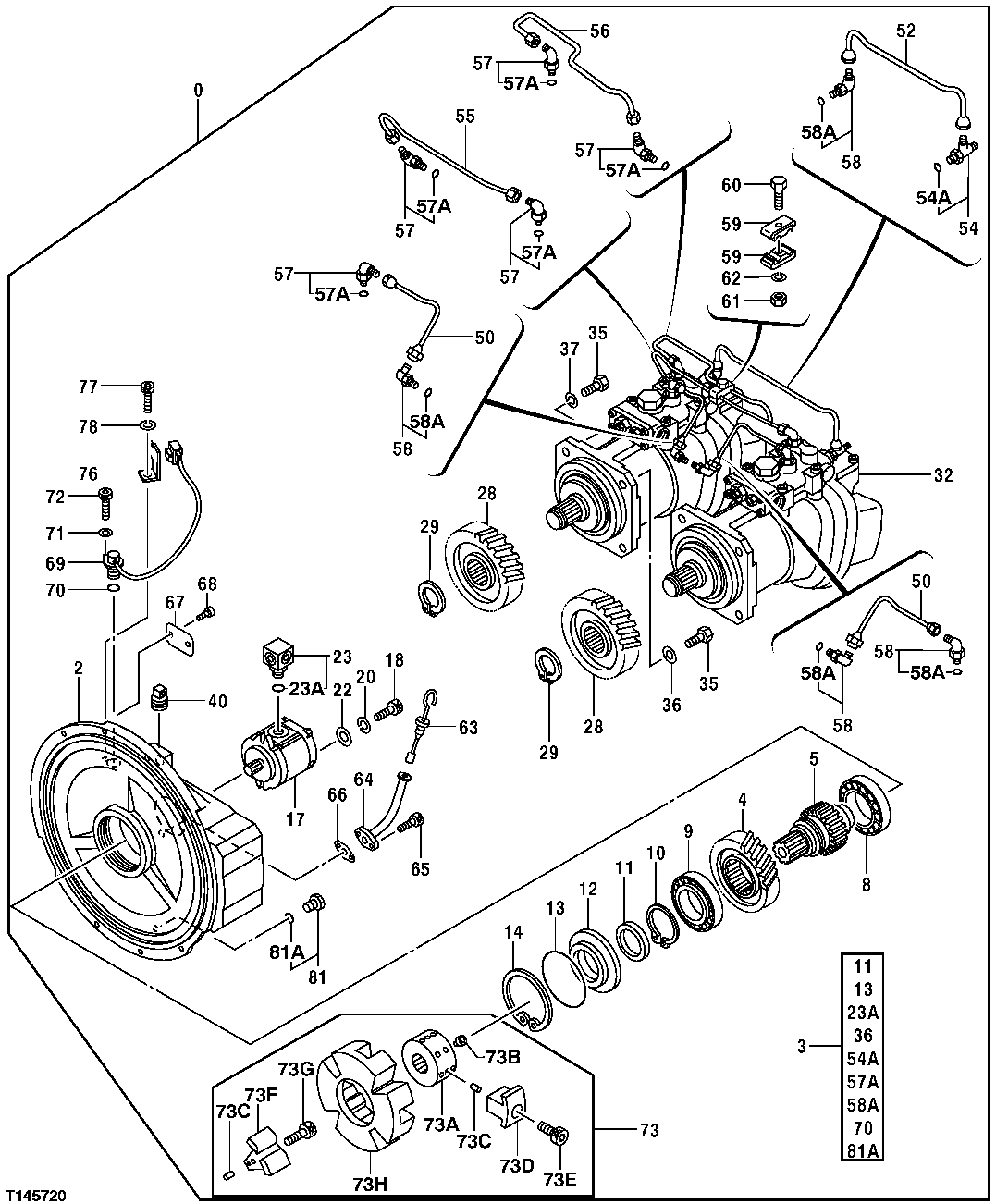 Схема запчастей John Deere 30CLC - 259 - HYDRAULIC PUMP AND GEARBOX COMPONENTS (CONTINUED) 2160 VEHICLE HYDRAULICS