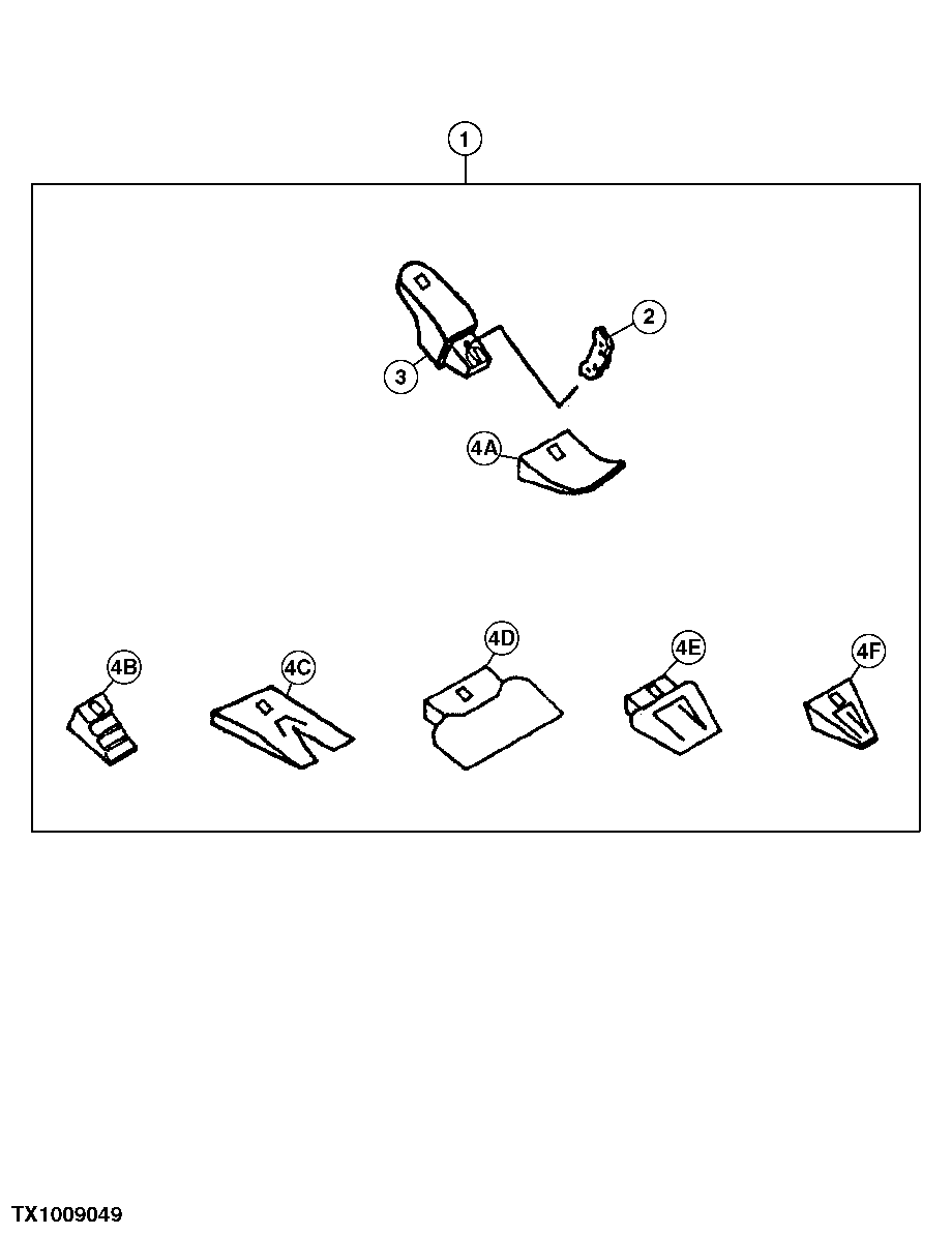 Схема запчастей John Deere 30CLC - 297 - HEAVY DUTY HIGH CAPACITY BUCKET TOOTH ASSEMBLY (SEE FOOTNOTE) (CONTINUED) 3302 BUCKET WITH TEETH