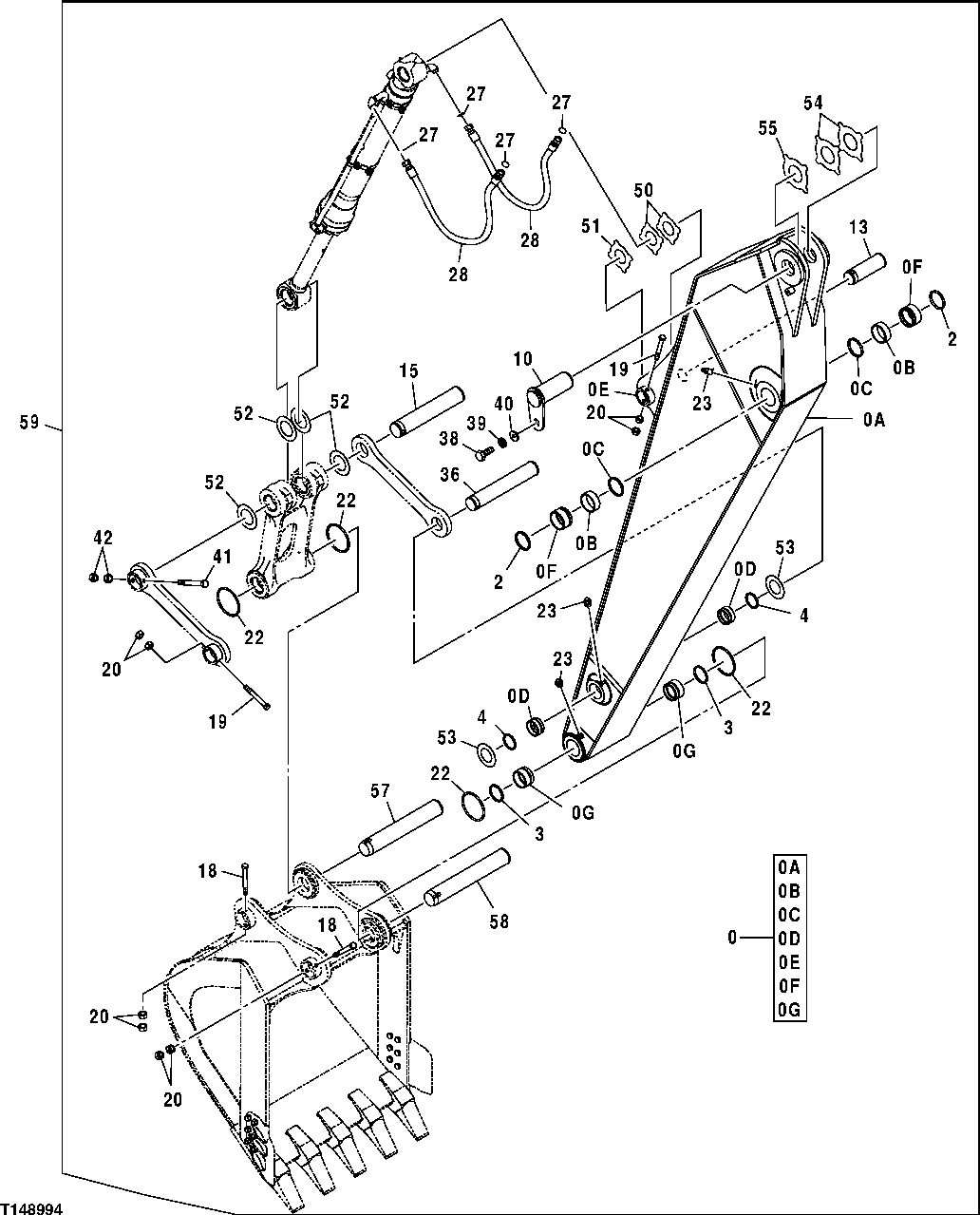 Схема запчастей John Deere 30CLC - 313 - LONG ARM 4.0M 3340 EXCAVATOR FRAMES