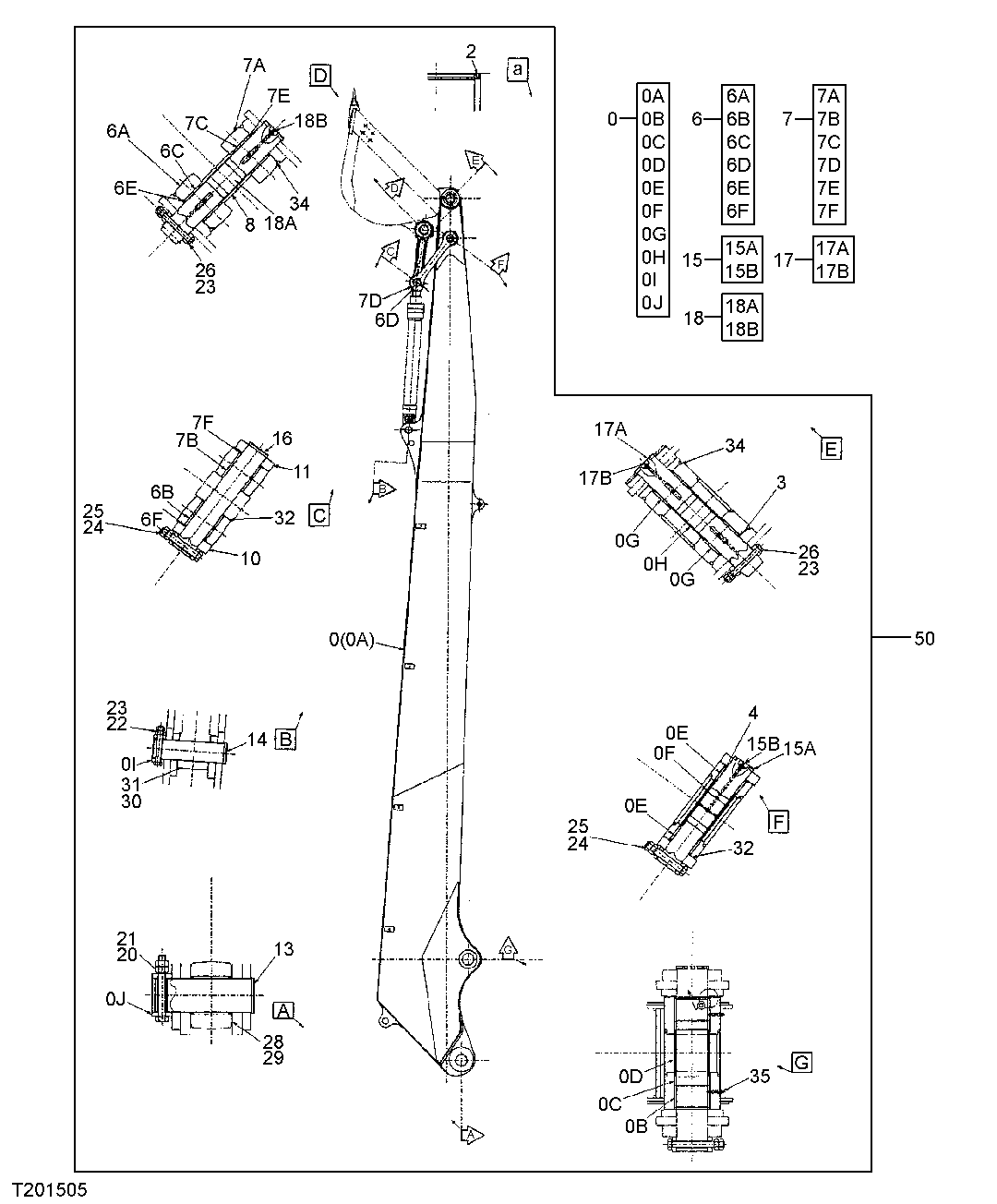 Схема запчастей John Deere 30CLC - 315 - ARM, SUPER LONG FRONT (330CLC) (CONTINUED) 3340 EXCAVATOR FRAMES