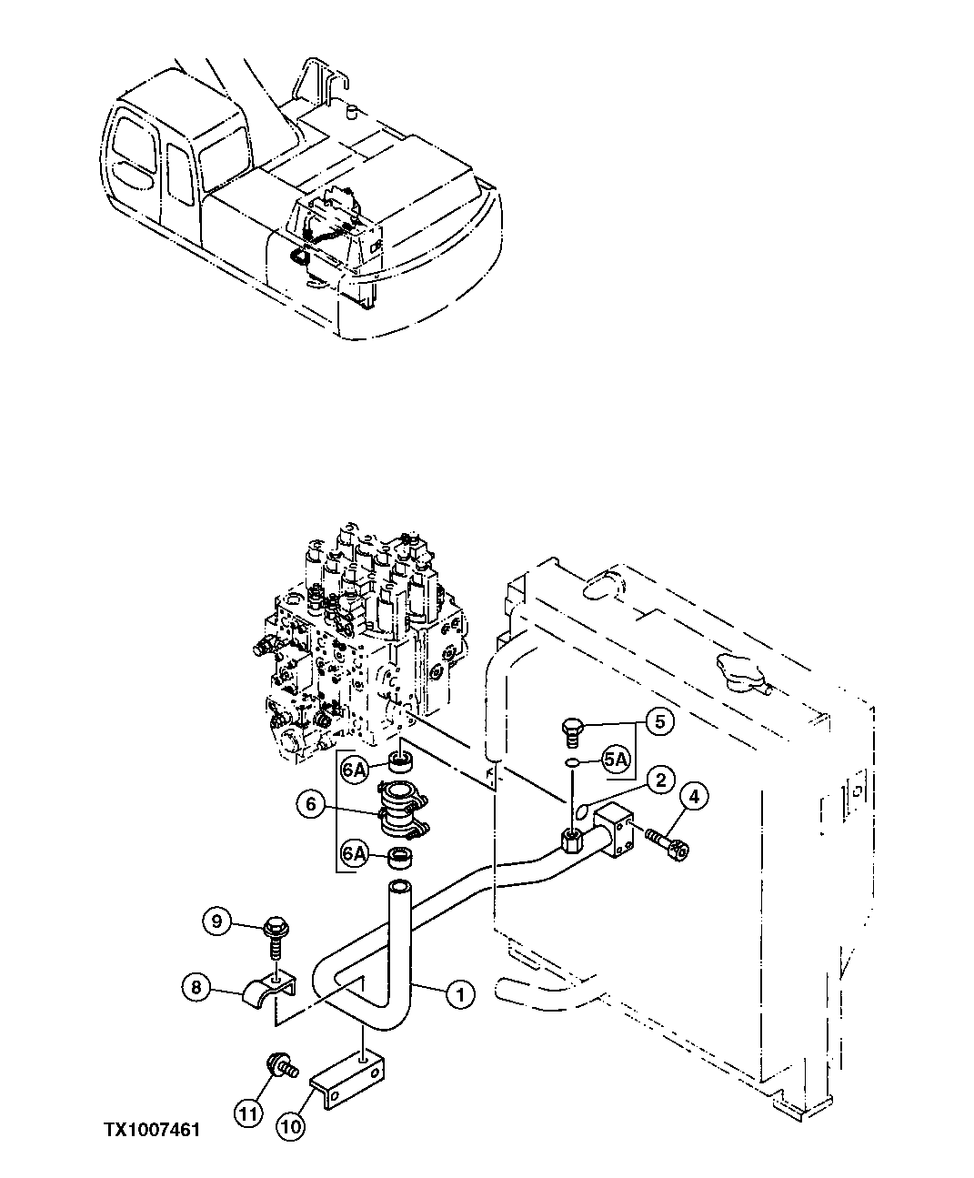 Схема запчастей John Deere 30CLC - 321 - Return Lines, Control Valve To Oil Cooler 3360 HYDRAULIC SYSTEM