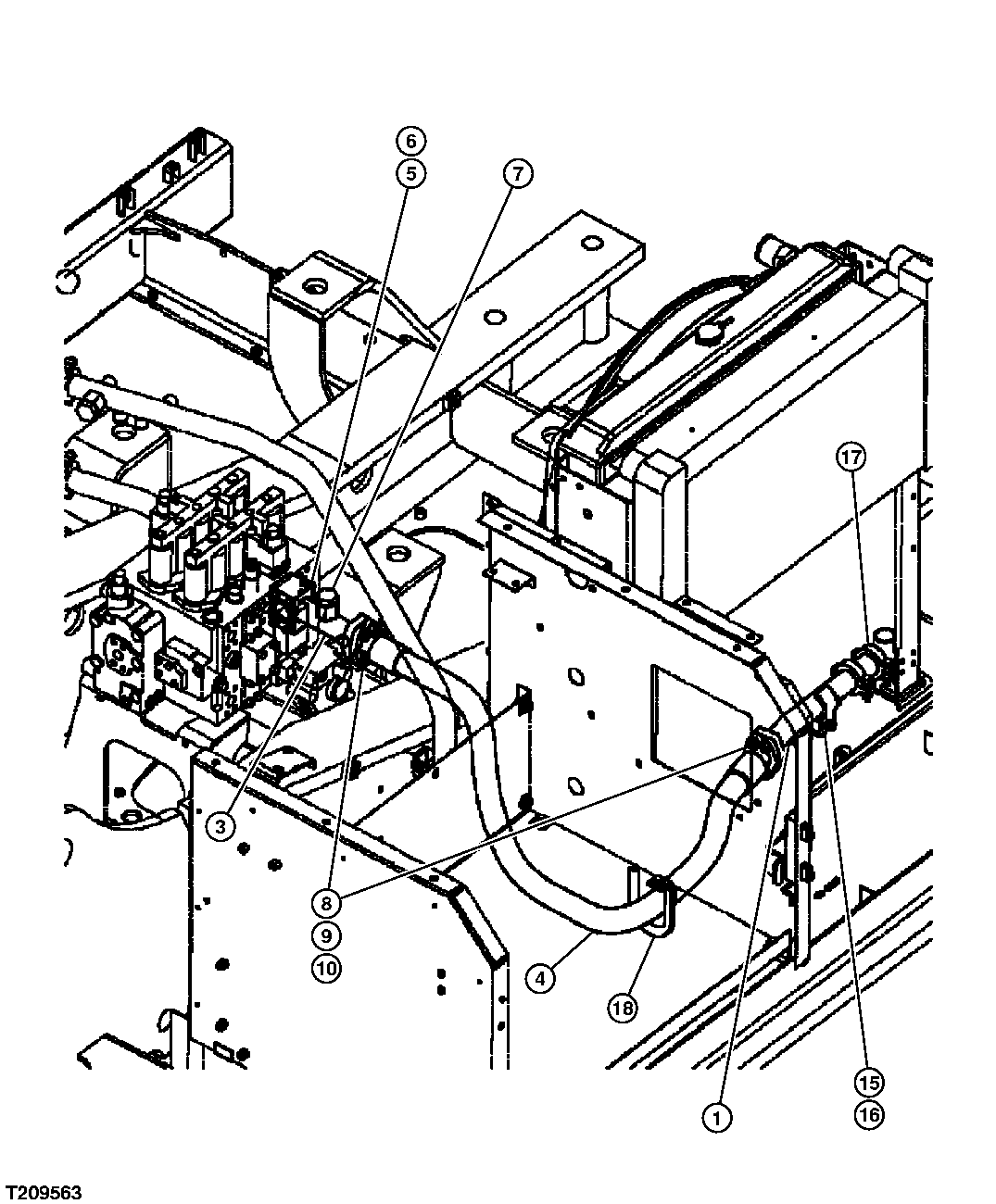 Схема запчастей John Deere 30CLC - 322 - Replacement Return Lines (Control Valve To Oil Cooler) 3360 HYDRAULIC SYSTEM