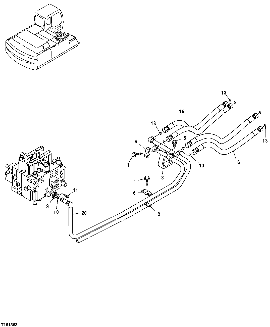 Схема запчастей John Deere 30CLC - 324 - BOOM LINES 3360 HYDRAULIC SYSTEM