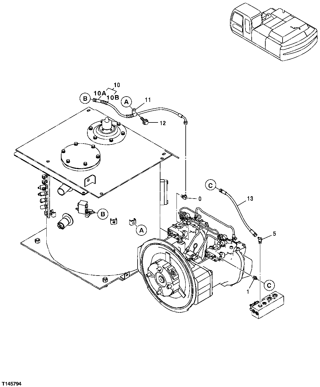 Схема запчастей John Deere 30CLC - 344 - PILOT LINES (PILOT FILTER, HYDRAULIC TANK) 3360 HYDRAULIC SYSTEM