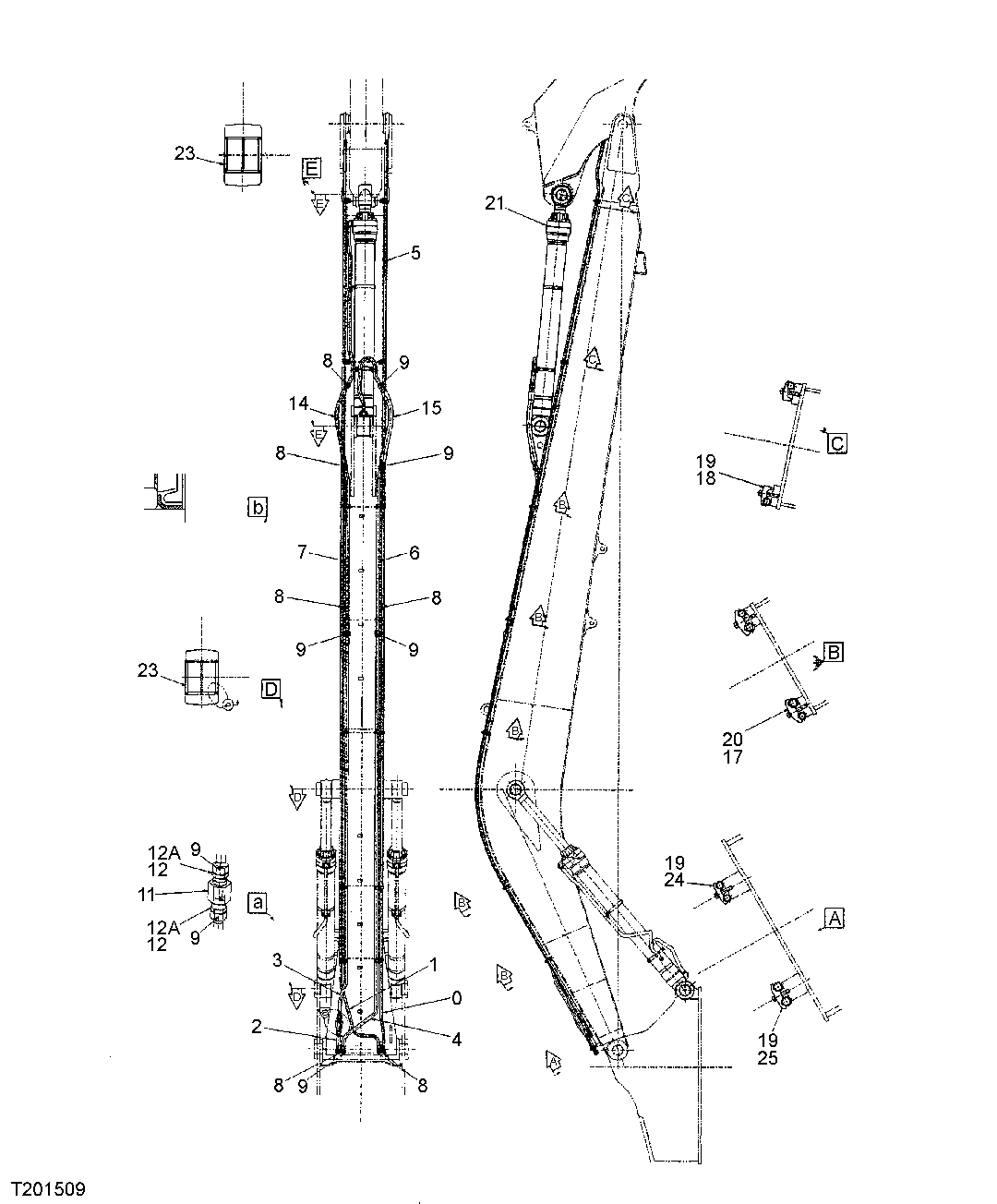 Схема запчастей John Deere 30CLC - 360 - SUPER LONG FRONT BOOM PLUMBING (330CLC) 3360 HYDRAULIC SYSTEM