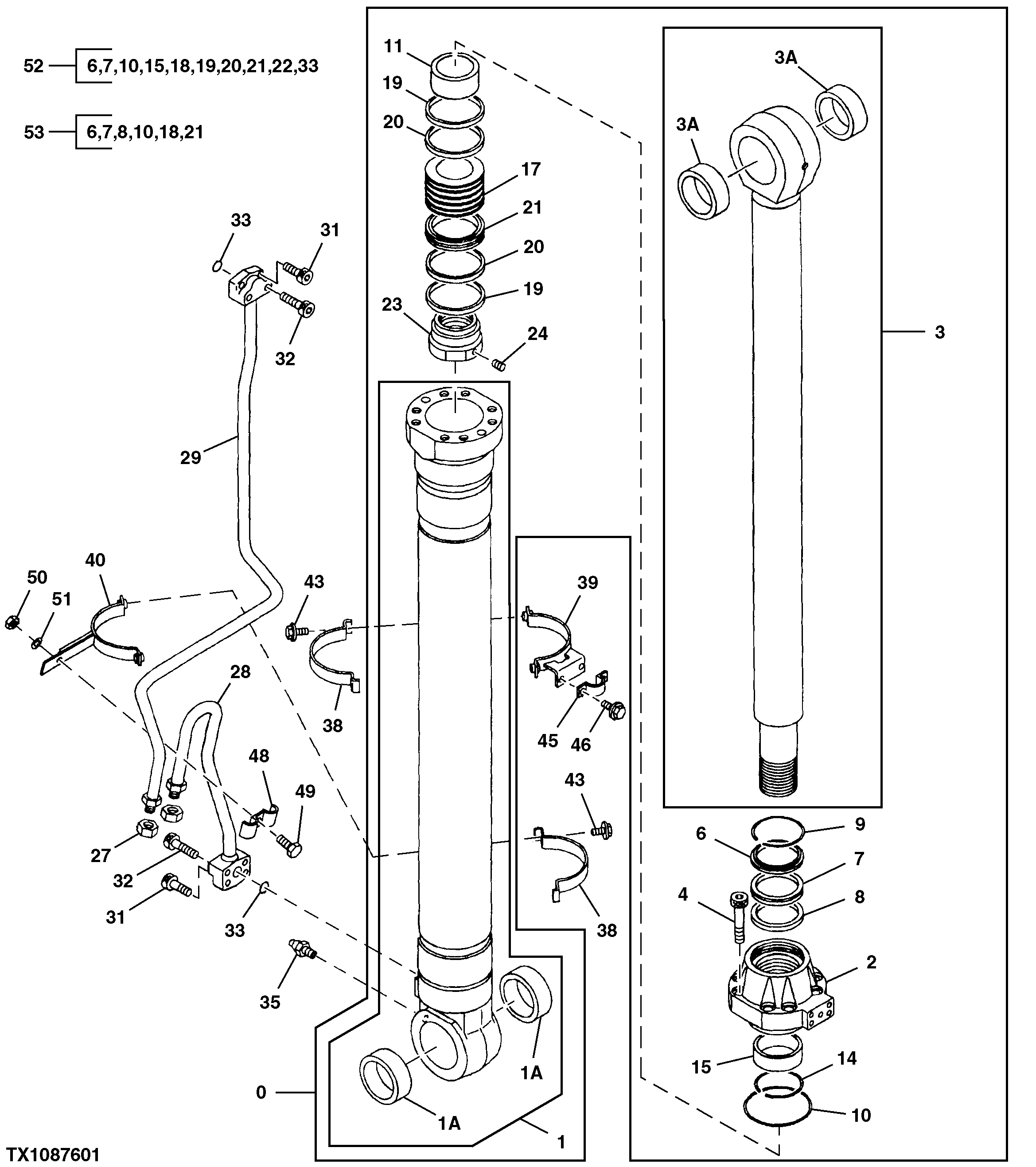 Схема запчастей John Deere 30CLC - 363 - Right Boom Cylinder (330CLC) ( - XXXXXX) 3360 HYDRAULIC SYSTEM