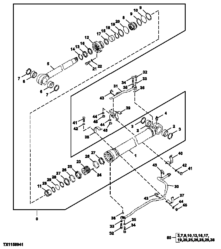 Схема запчастей John Deere 30CLC - 364 - Right Boom Cylinder (330CLC) (XXXXXX - ) 3360 HYDRAULIC SYSTEM