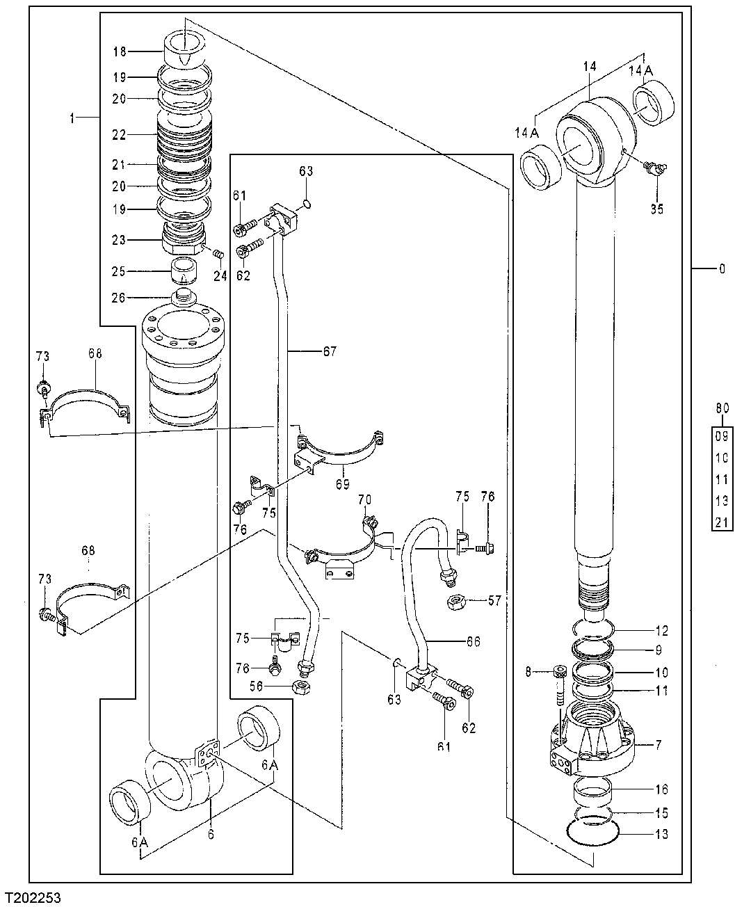 Схема запчастей John Deere 30CLC - 376 - Arm Cylinder, Super Long Front, 330CLC 3360 HYDRAULIC SYSTEM