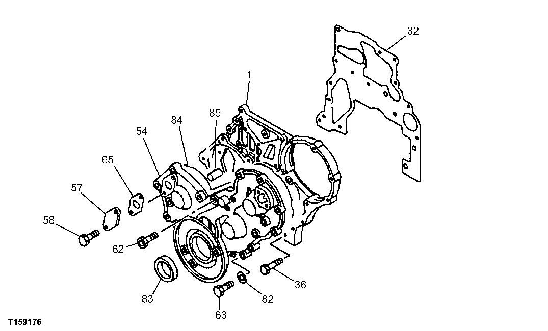 Схема запчастей John Deere 60C LC - 23 - TIMING GEAR CASE 0402 CAMSHAFT AND VALVE ACTUATING MEANS