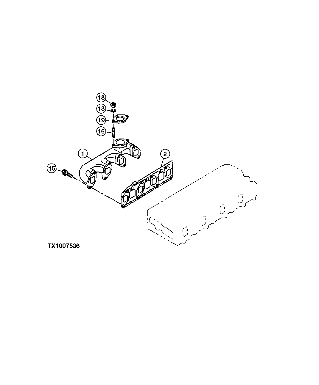 Схема запчастей John Deere 60C LC - 32 - EXHAUST MANIFOLD 0410 EXHAUST MANIFOLD