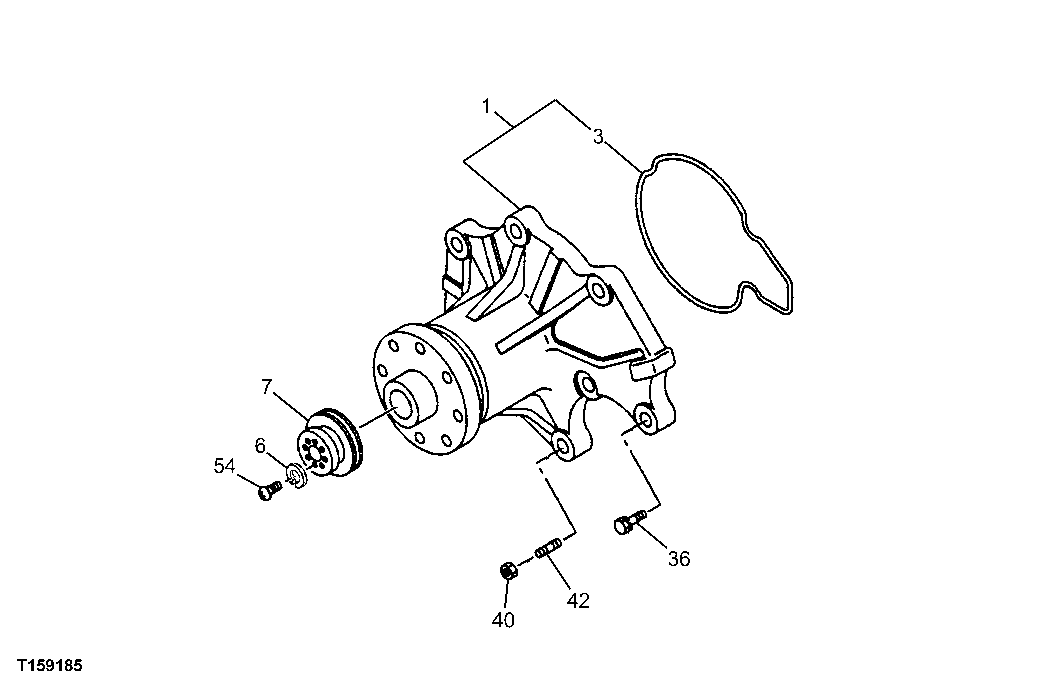 Схема запчастей John Deere 60C LC - 38 - WATER PUMP 0417 WATER PUMP