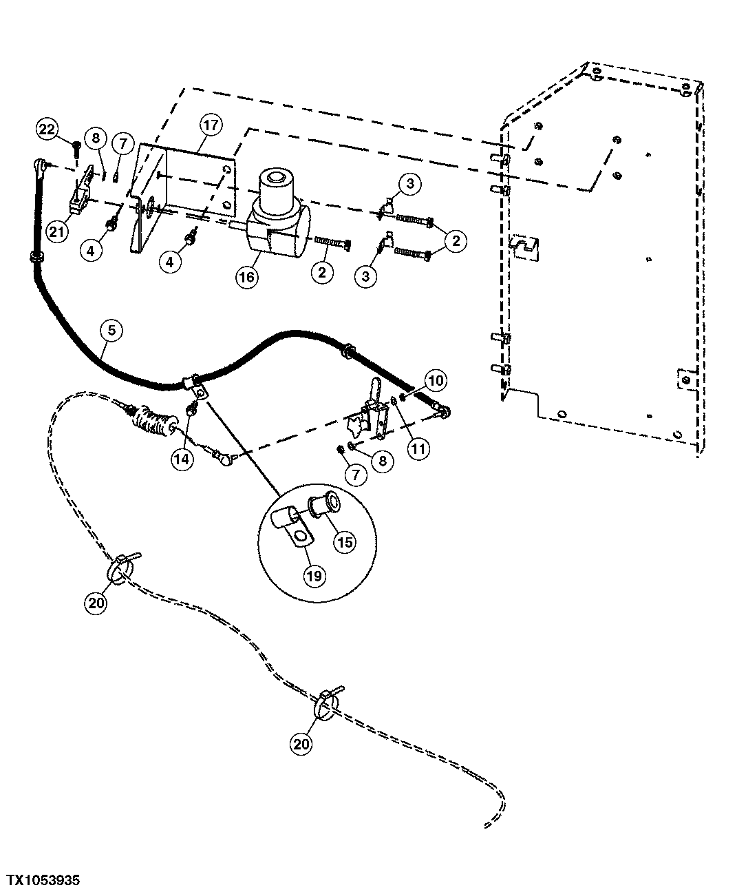 Схема запчастей John Deere 60C LC - 52 - ENGINE SPEED CONTROL MOTOR AND CABLE 0515 ENGINE SPEED CONTROLS