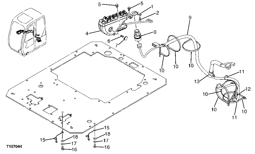 Схема запчастей John Deere 60C LC - 71 - CAB CONSOLE WIRING HARNESS 1674 WIRING HARNESS AND SWITCHES