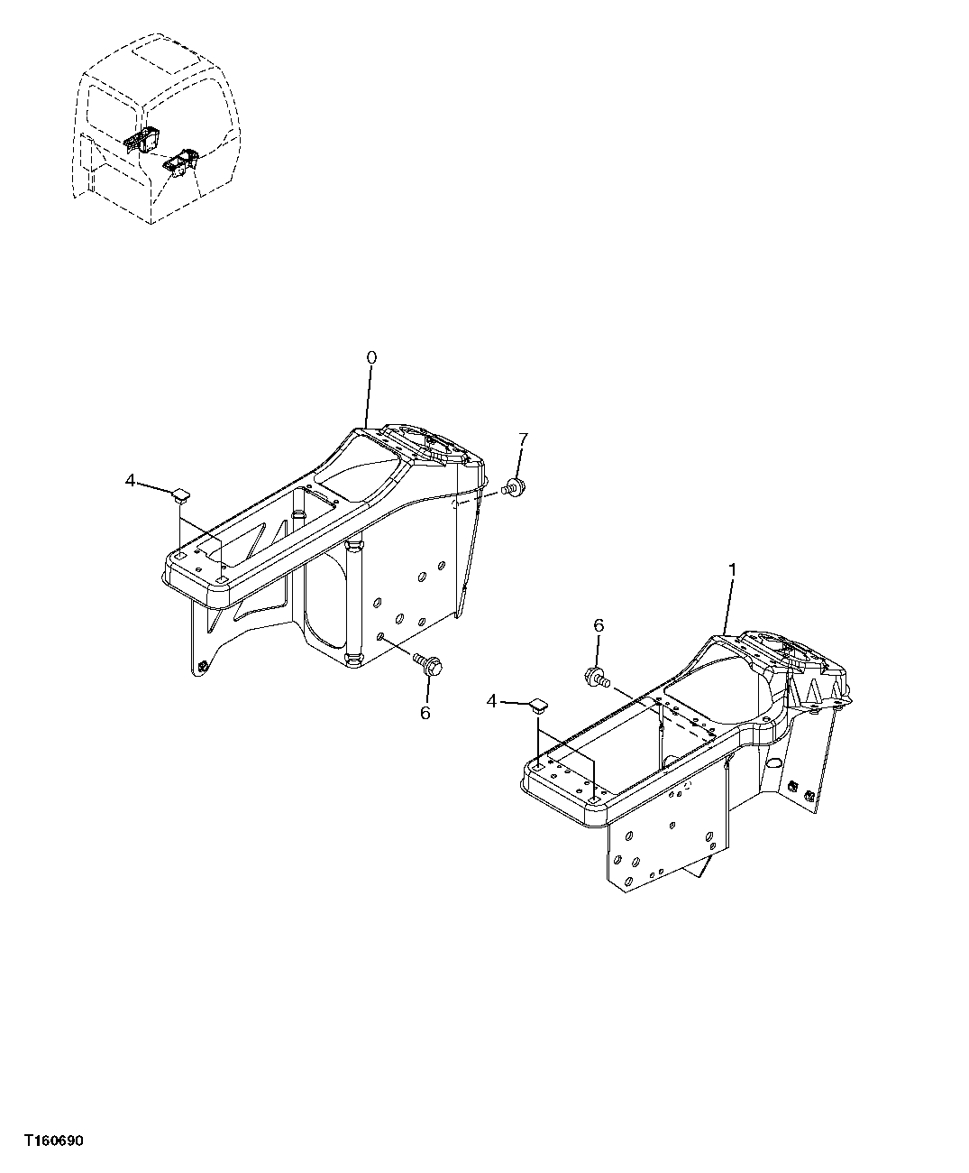 Схема запчастей John Deere 60C LC - 94 - CAB CONSOLE 1810 OPERATOR ENCLOSURE