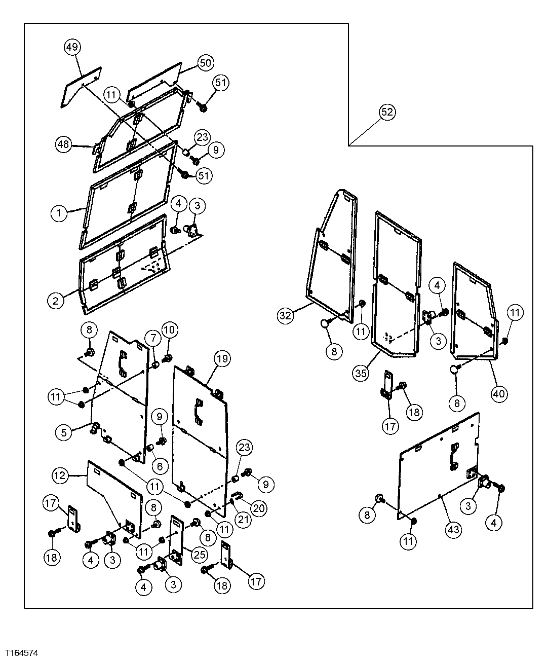 Схема запчастей John Deere 60C LC - 102 - CAB VANDAL PROTECTION KIT 1810 OPERATOR ENCLOSURE