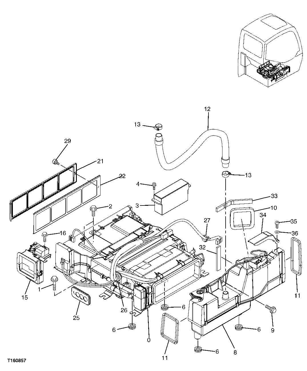 Схема запчастей John Deere 60C LC - 111 - AIR CONDITIONER AND HEATER 1830 HEATING AND AIR CONDITIONING