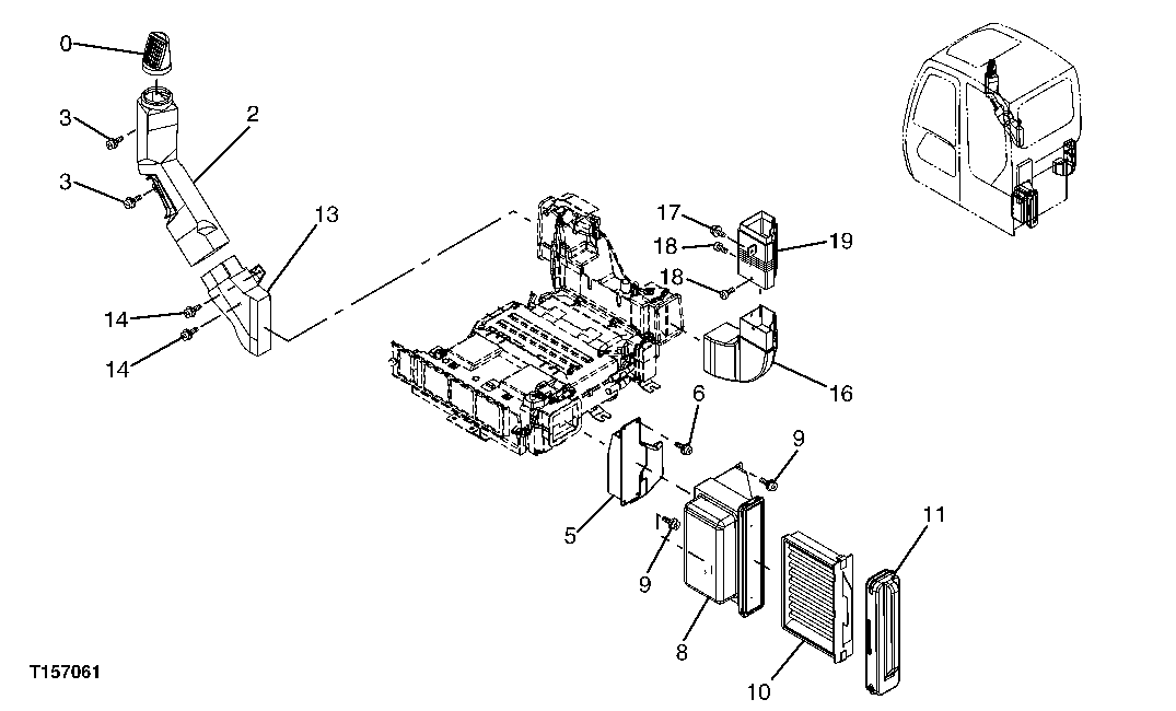 Схема запчастей John Deere 60C LC - 117 - HVAC DUCTS AND FILTER 1830 HEATING AND AIR CONDITIONING