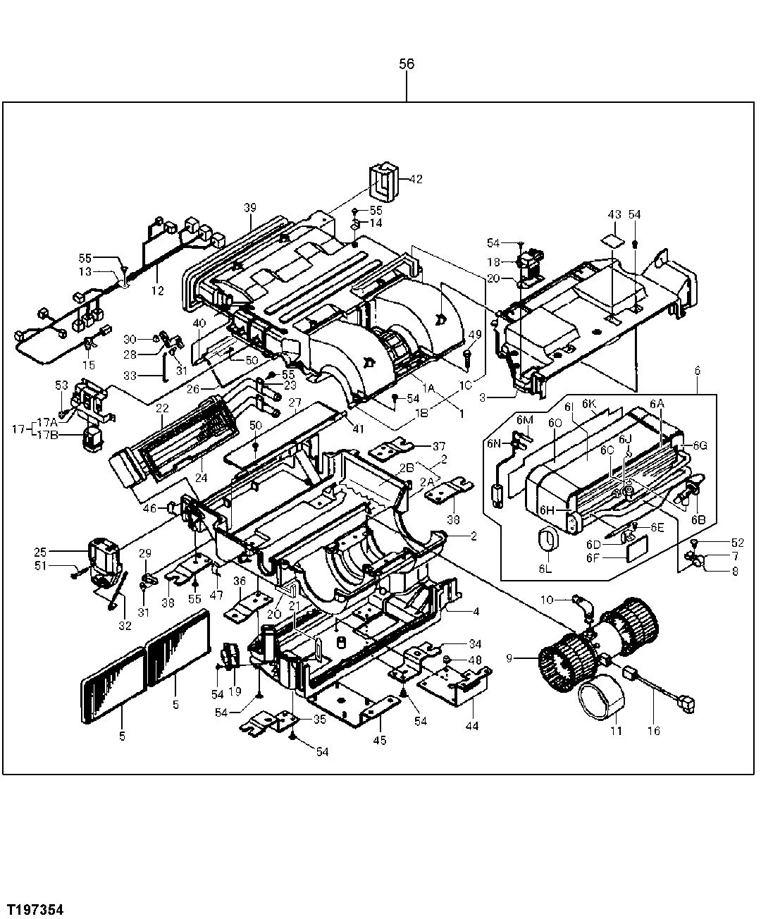 Схема запчастей John Deere 60C LC - 121 - AIR CONDITIONER AND HEATER UNIT COMPONENTS (CONTINUED) 1830 HEATING AND AIR CONDITIONING